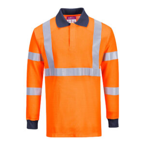 FR76 Portwest - Modaflame Knit HVO Αντιπυρικό Polo Μακρυμάνικο Υψηλής Ορατότητας
